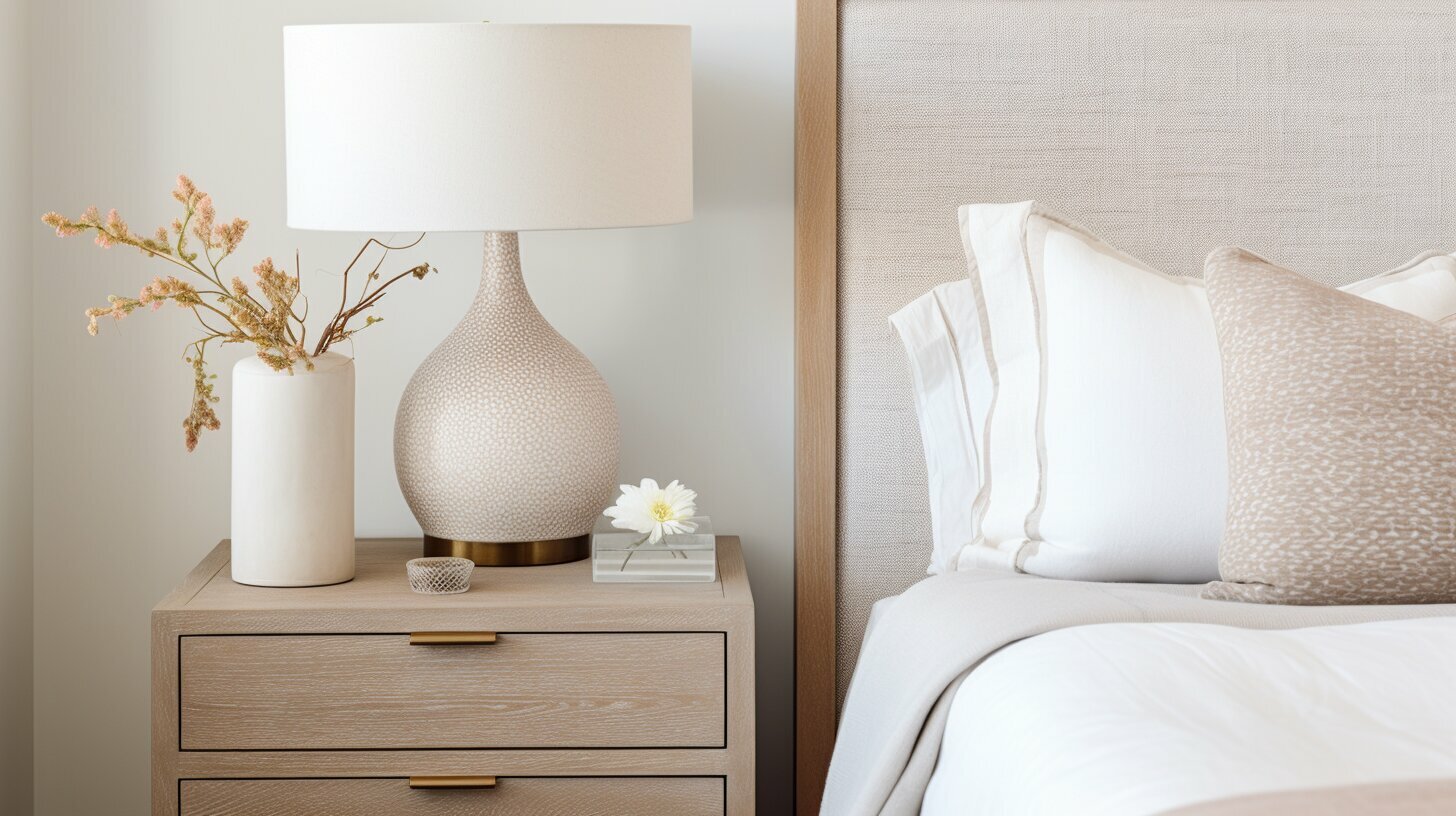 Modern bedroom setup with nightstands and bedside tables