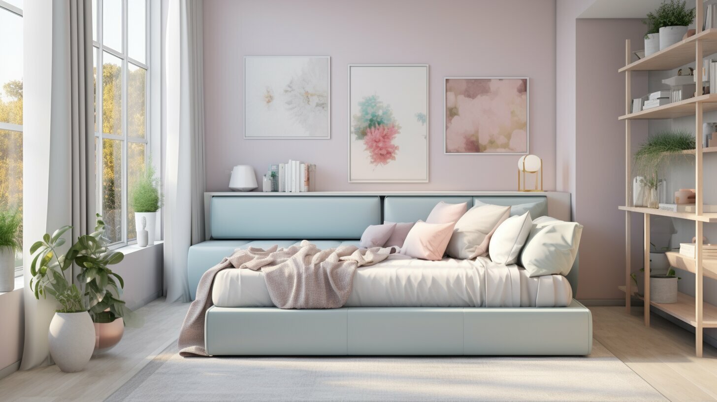 Stylish bed with storage drawers under the platform frame