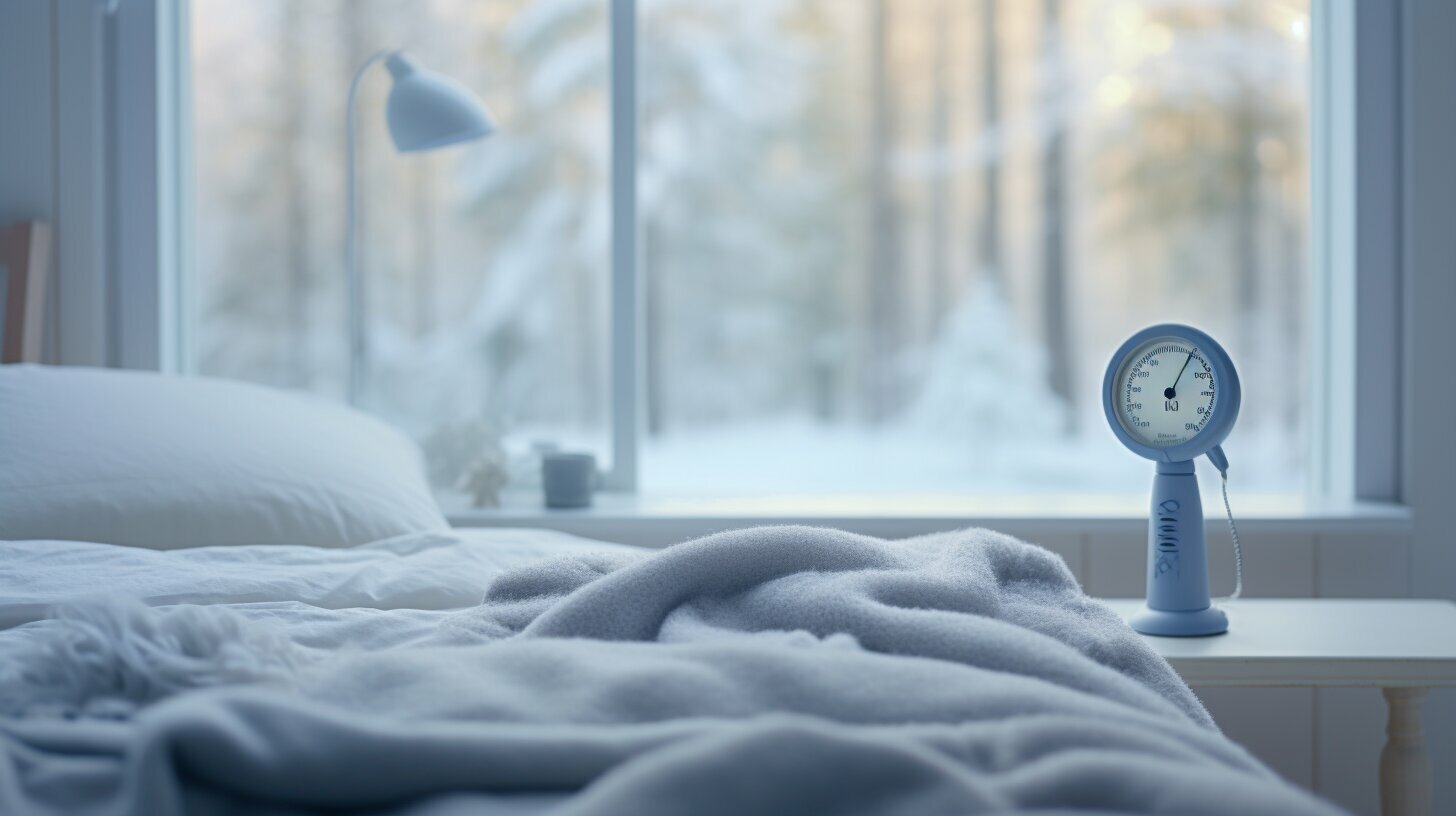 A cozy, cool bedroom designed for optimal sleep temperature