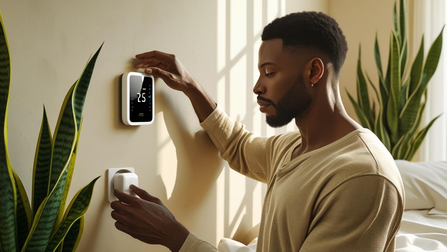 Green bedroom upgrades with houseplants and subtle smart lighting