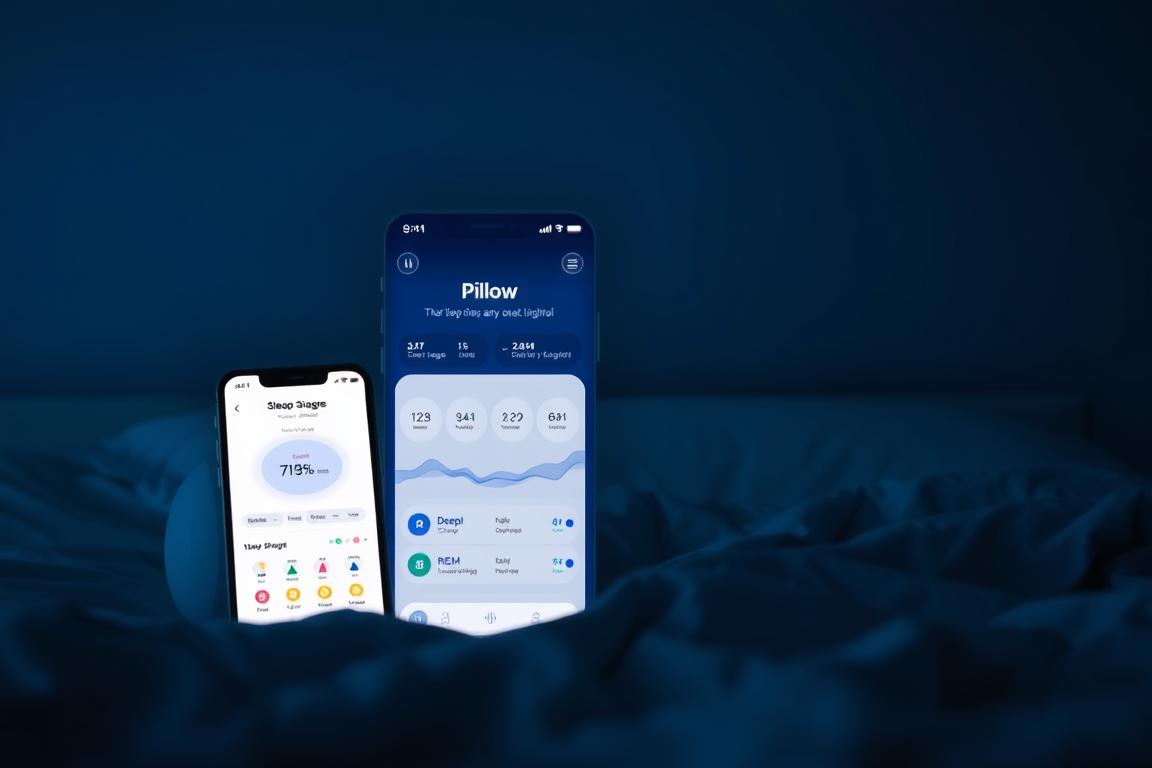 Pillow sleep app showing color-coded stages and smart alarms