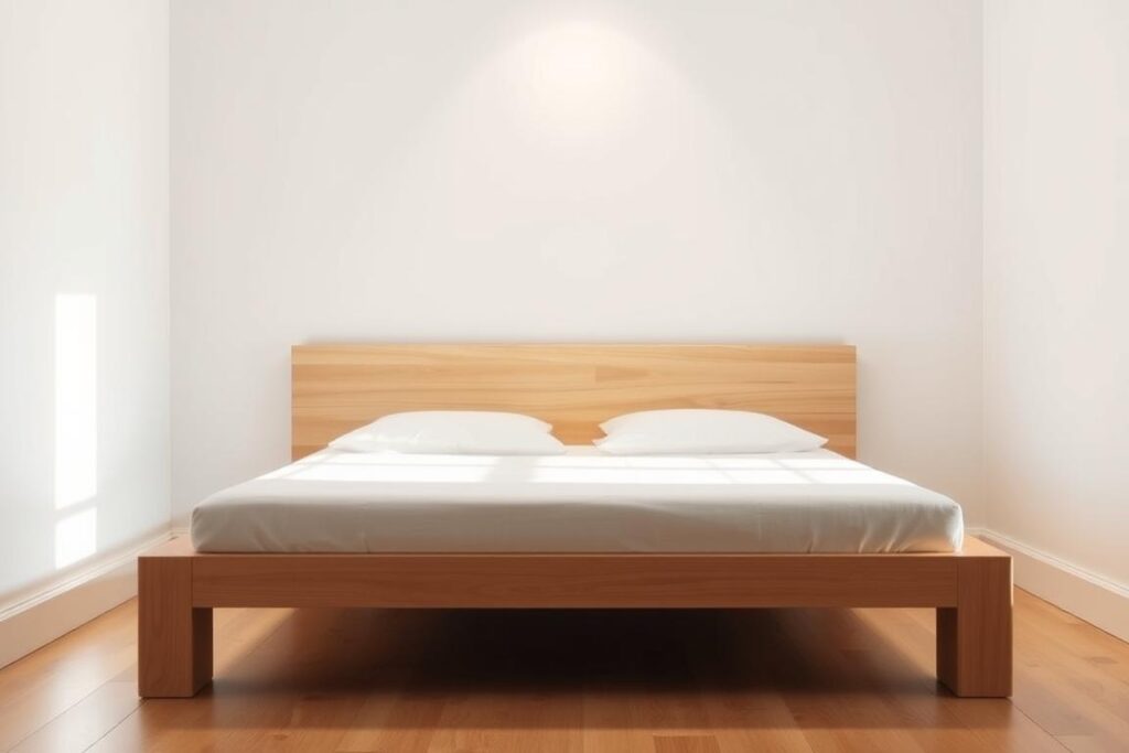A low profile platform frame is often the best bed for small room layouts