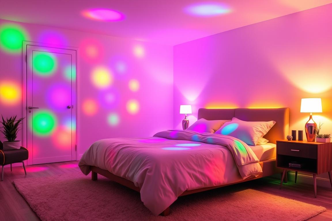 Color changing smart lighting for bedroom with mood scenes