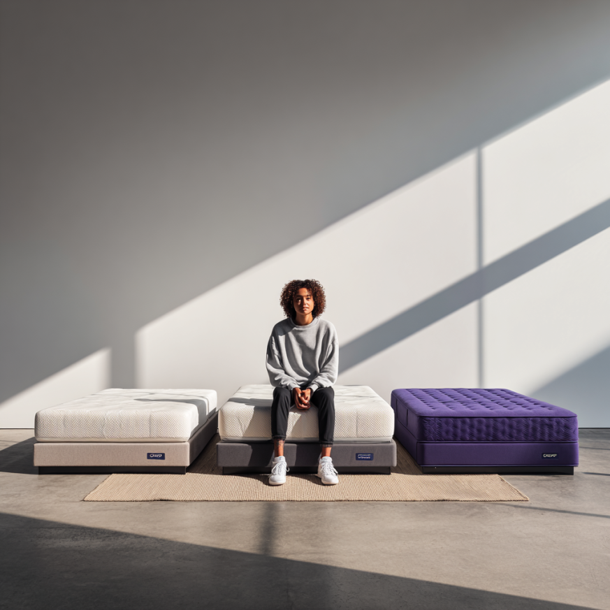 Edge support test comparing Casper vs Purple and Tuft & Needle