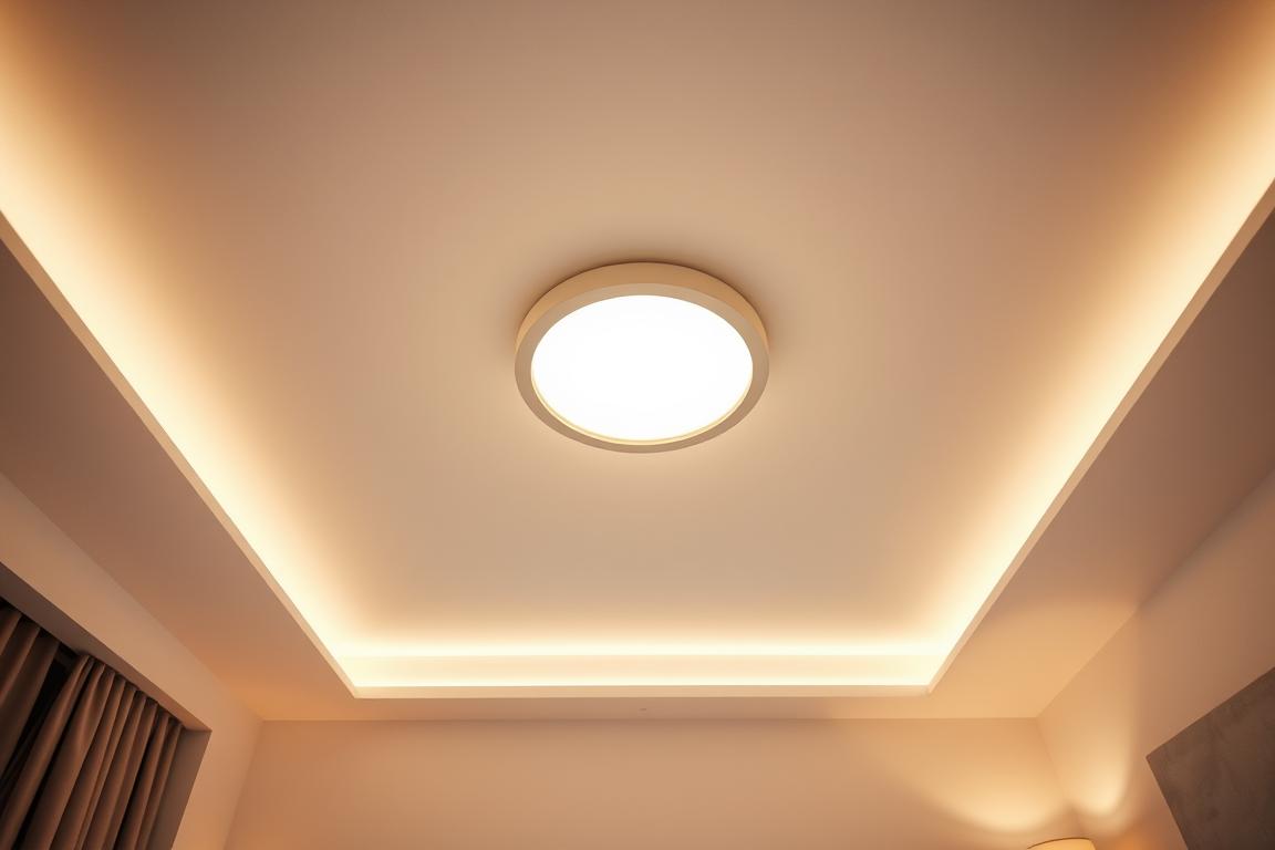 bedside lighting ideas with warm flush mount ceiling light and diffuser