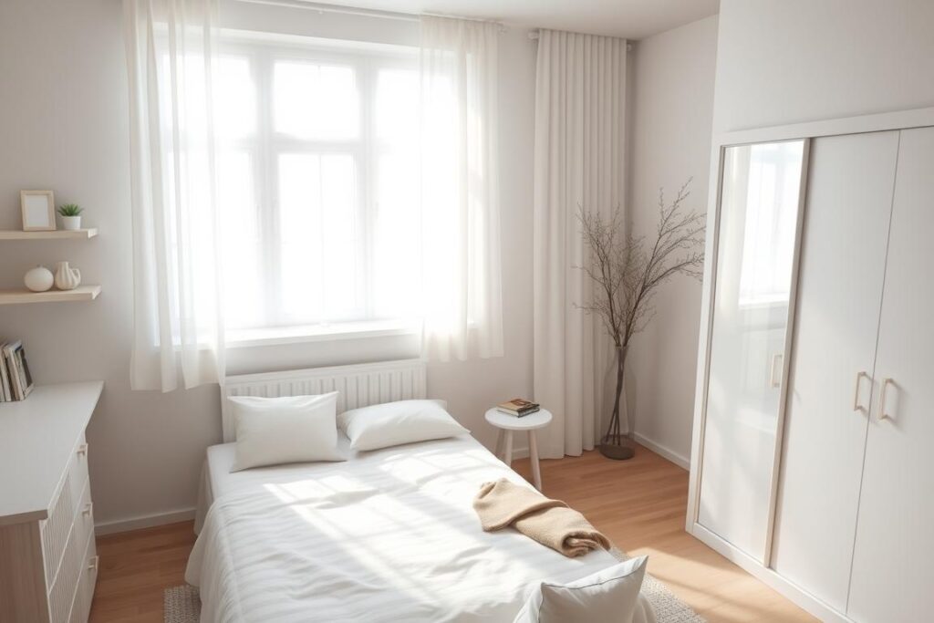 Tone-on-tone paint and mirrors can make a small room look bigger