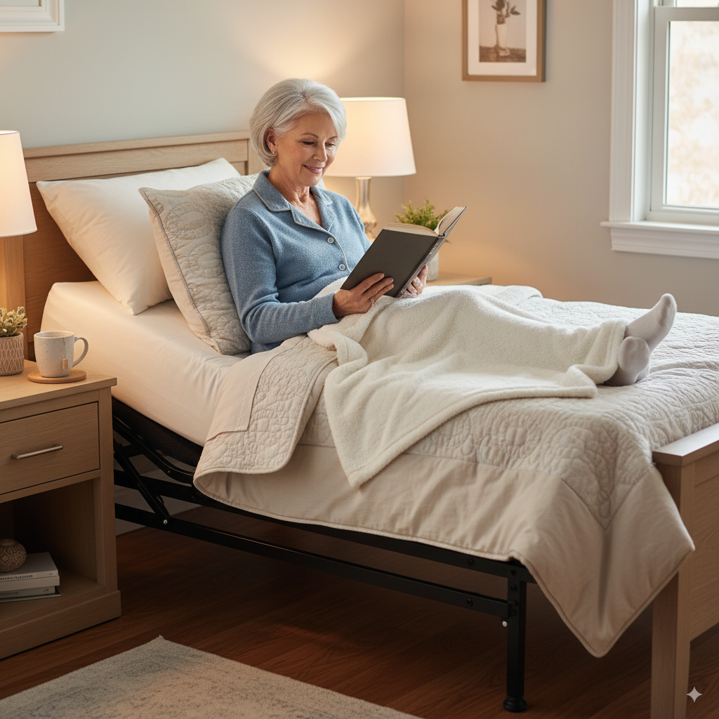 Sleek adjustable beds with LED lighting and modern features