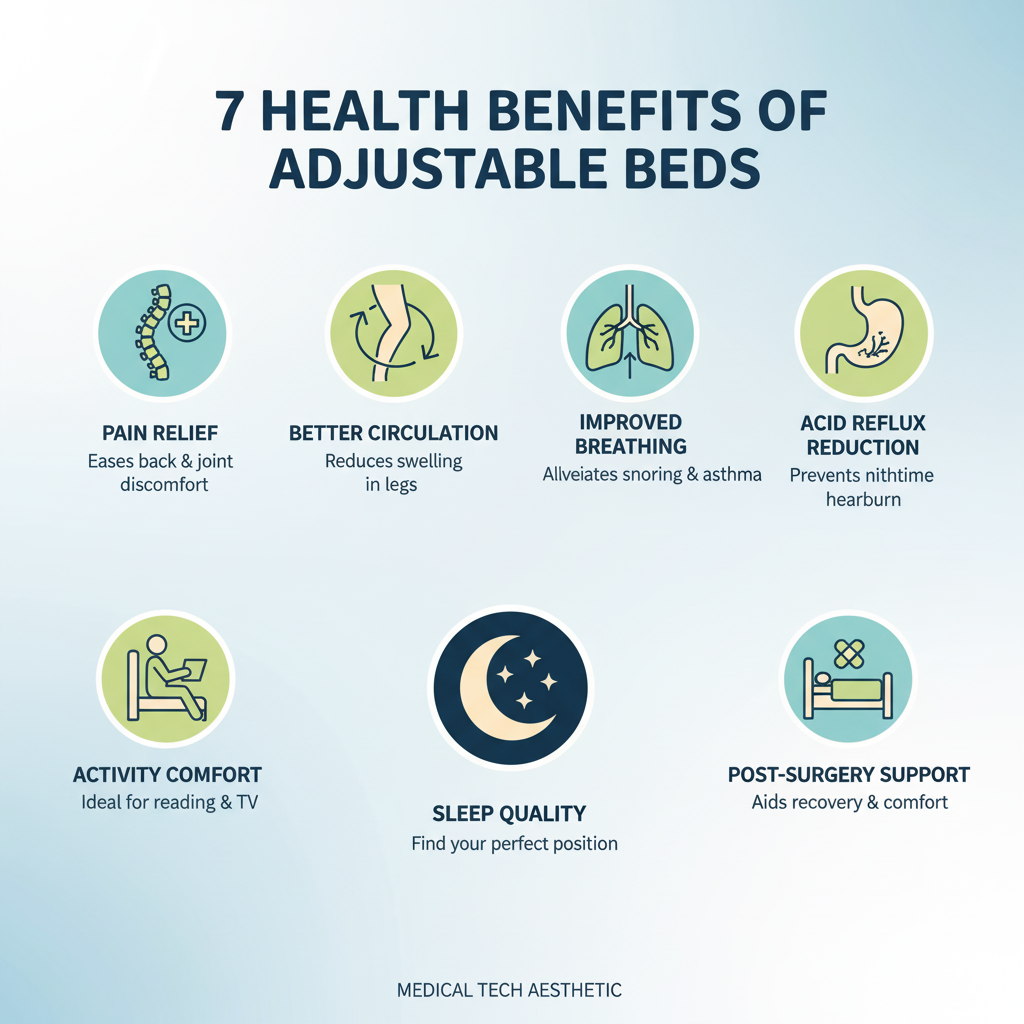 Adjustable beds with zero-gravity position easing back pain