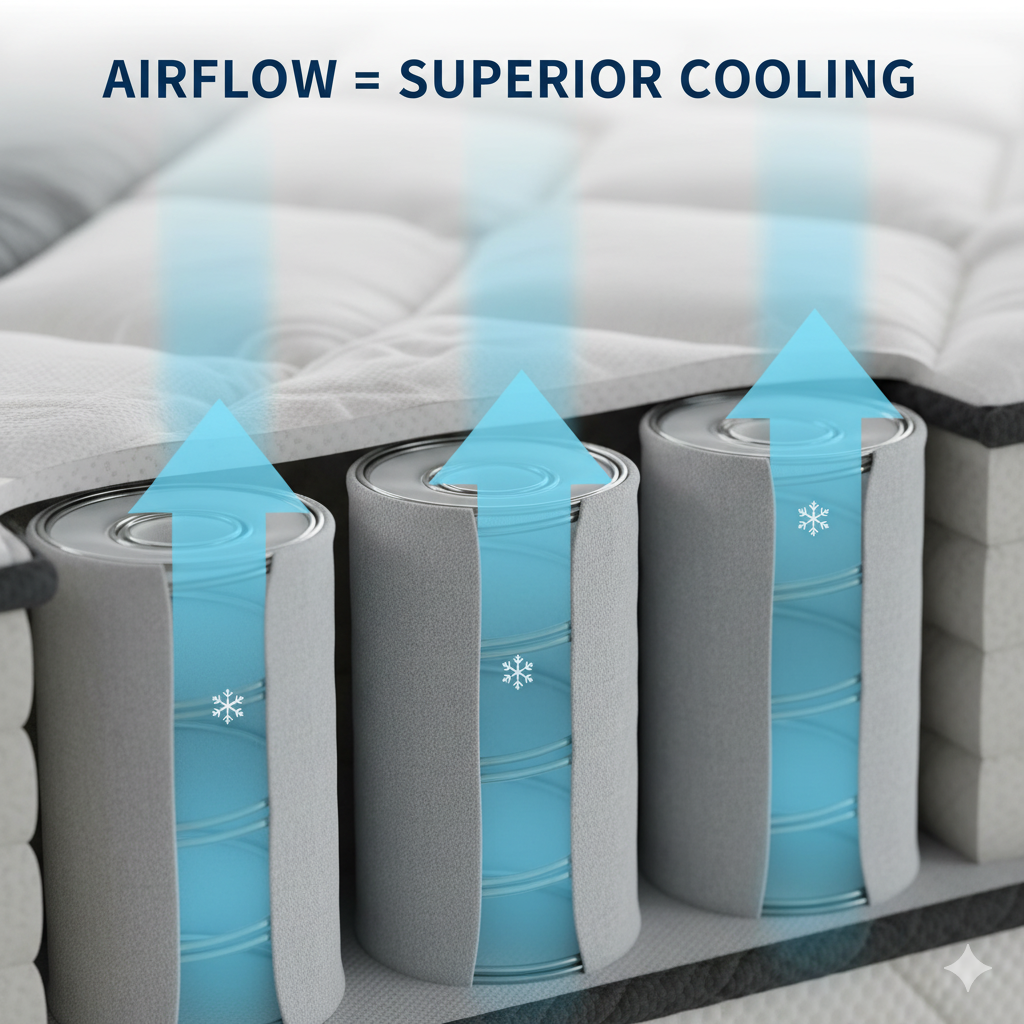 Layered hybrid mattress diagram illustrating the best bed material mix
