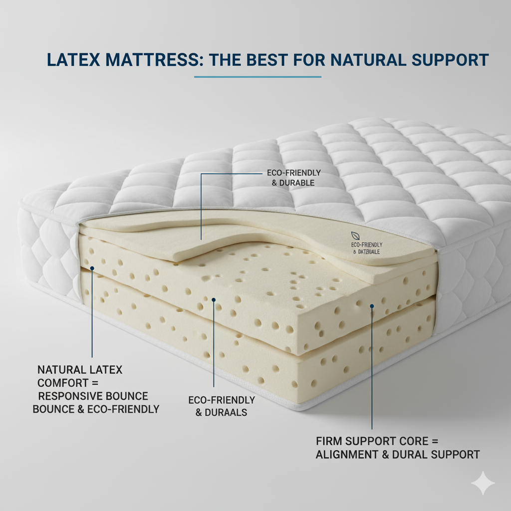 Buyer’s guide chart showing how to match best bed material to sleeping positions and needs