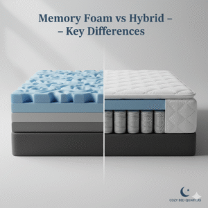 memory foam vs hybrid comparison cutaway showing foam and hybrid coil layers