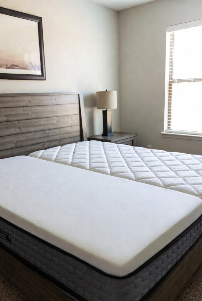 January New Year mattress clearance sale signs showing big discounts on premium beds