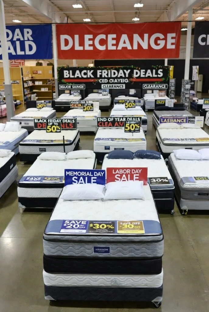 December end-of-year mattress clearance with holiday decor and major s featuring mattress sales
