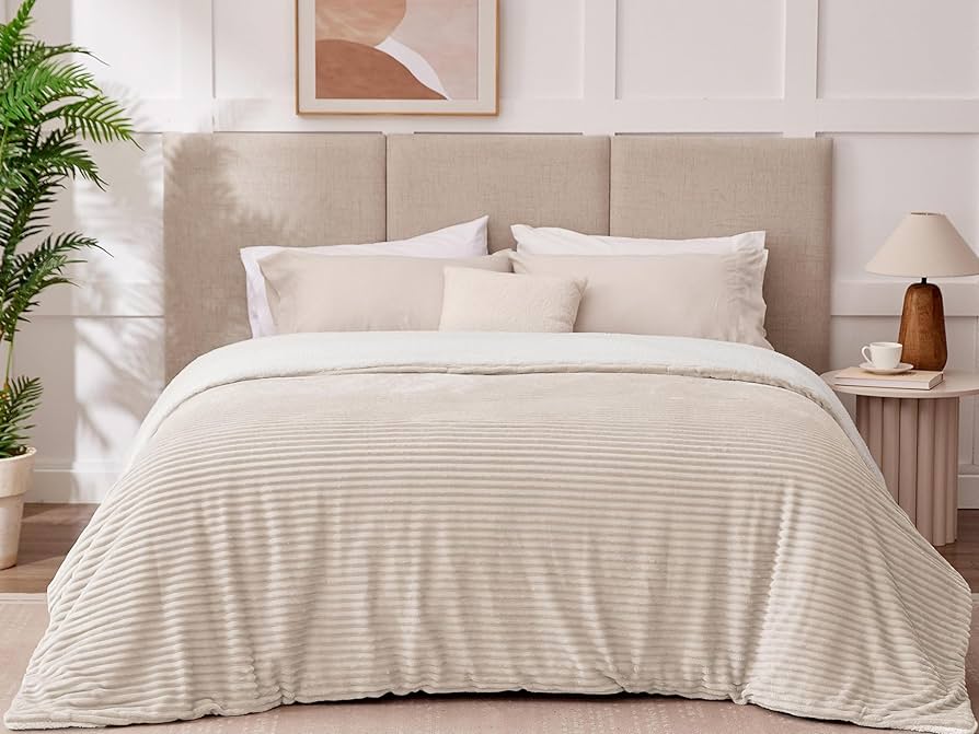 Christmas Throws Blankets Warm - Bedsure sherpa fleece throw blanket in neutral gray layered on modern