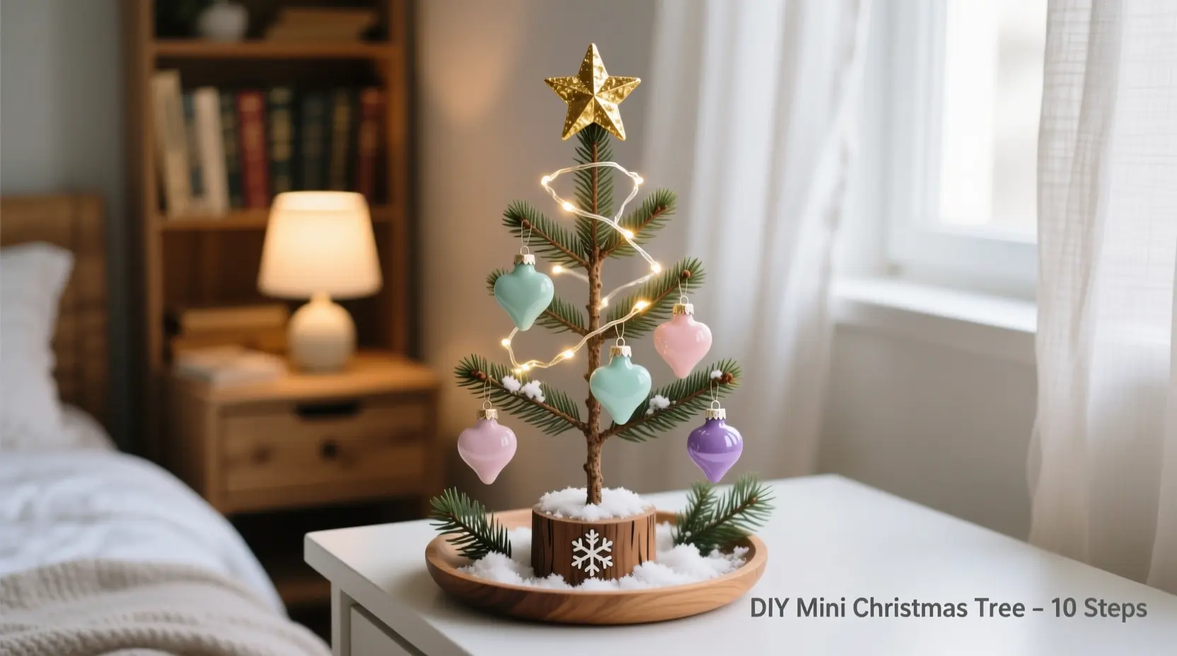Christmas Bedroom Aesthetic Holidays - Small pastel pink and white Christmas tree with delicate ornaments and