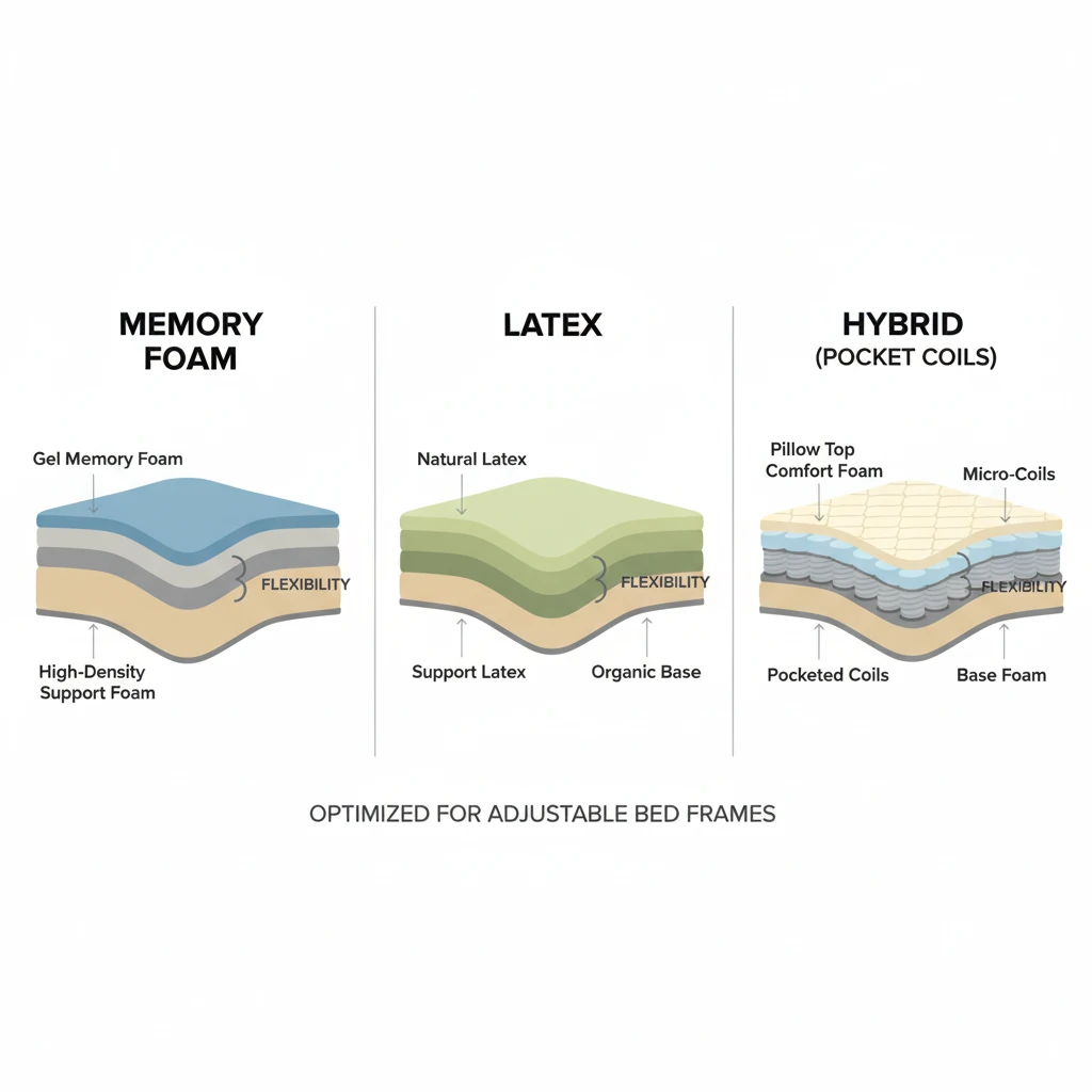 Traditional innerspring showing poor adjustable bed mattress compatibility due to stiffness.