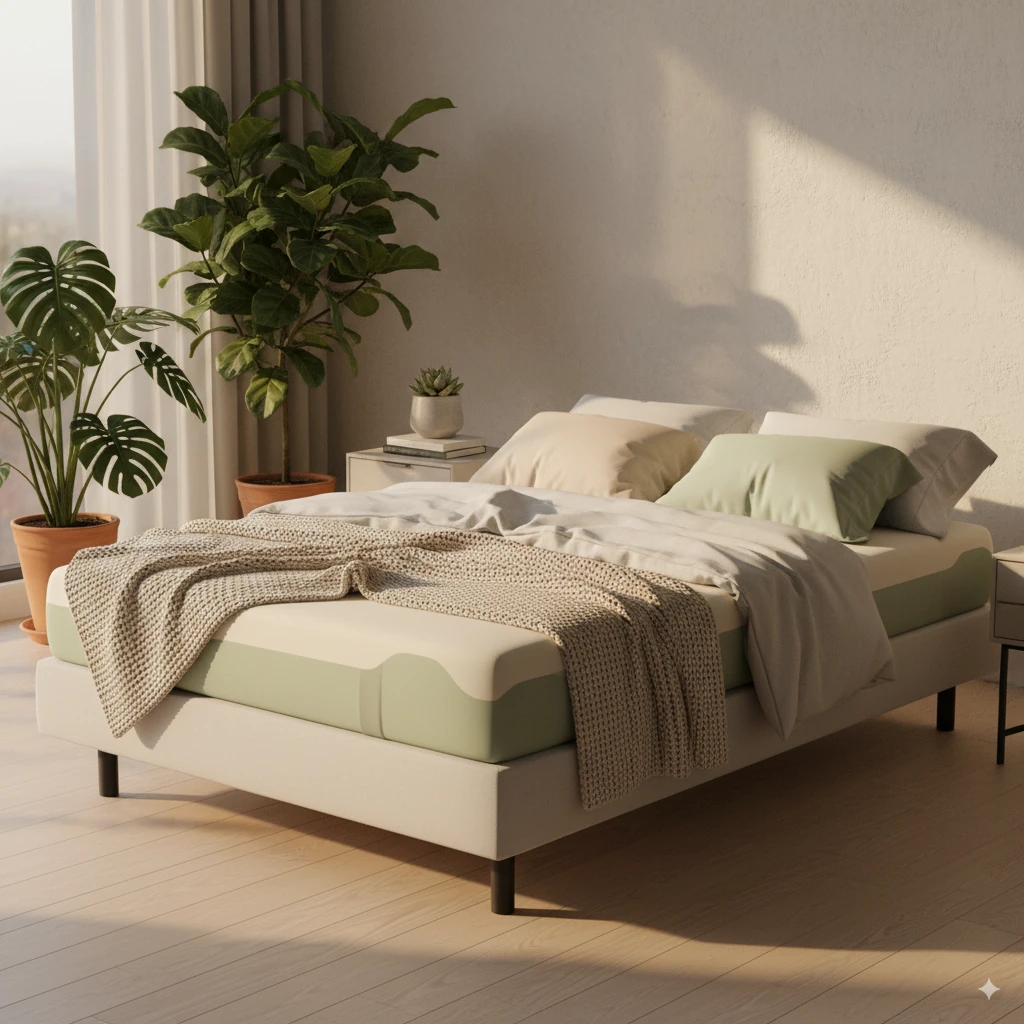 A split king setup shows adjustable bed mattress compatibility in action with dual firmness and smooth flex for couples.