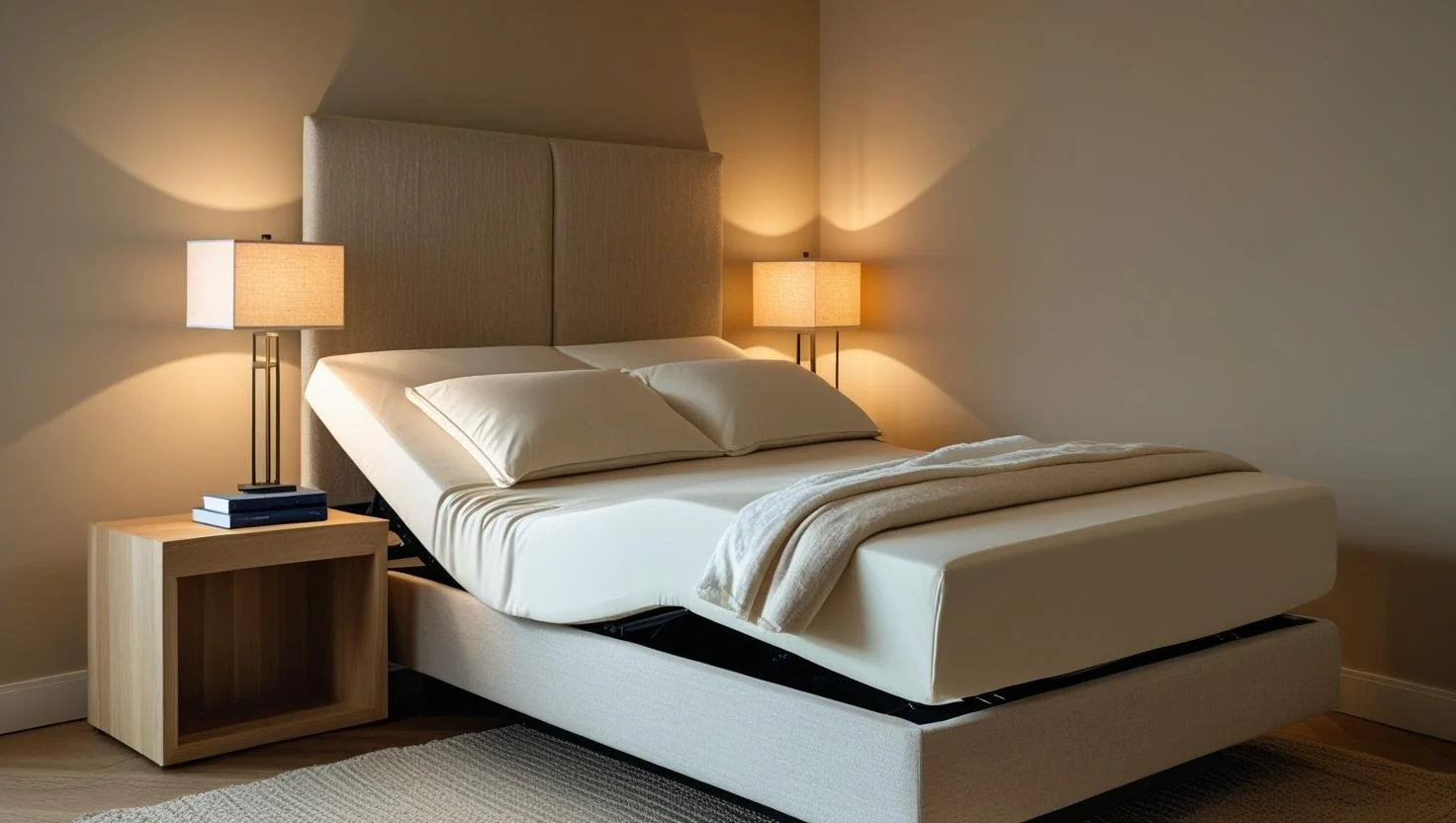 elderly woman adjusting bed highlighting adjustable beds types benefits and best uses