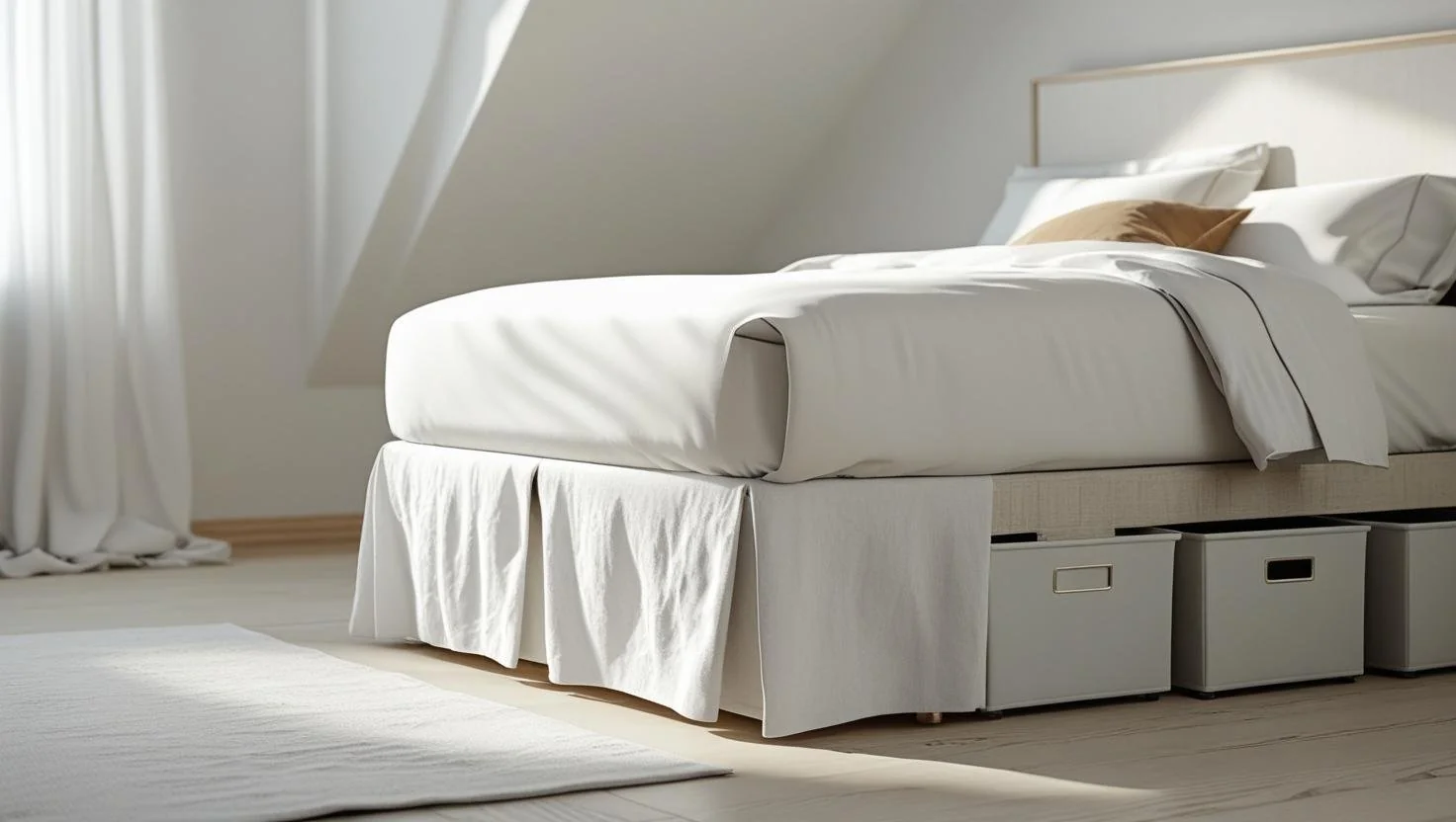 Elasticized bed skirt styles for easy bedroom updates