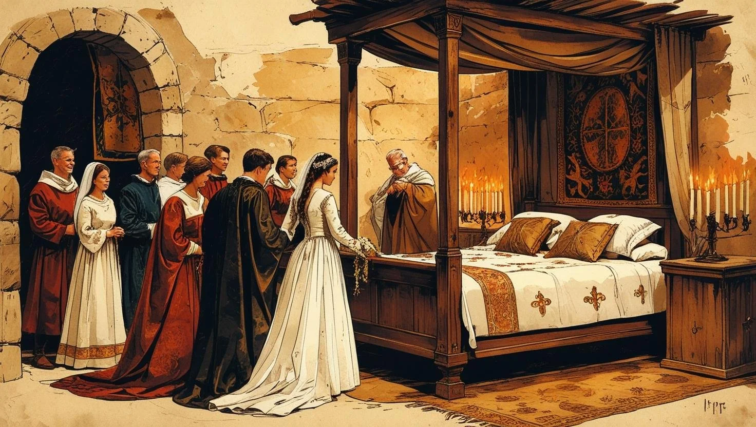the role of bedding ceremonies in medieval Europe with clergy and guests