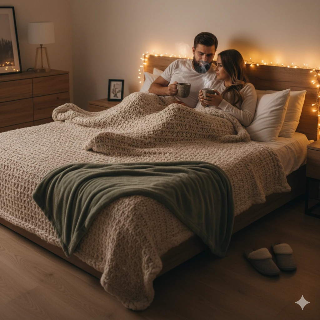 A modern couple’s quiet bedroom underscores the disappearance of bedding ceremonies by favoring privacy over public ritual.