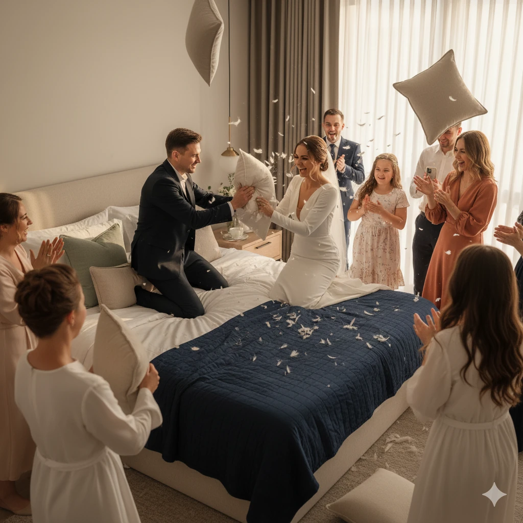 A softly lit space shows how the disappearance of bedding ceremonies aligns with private, romantic bedroom design.