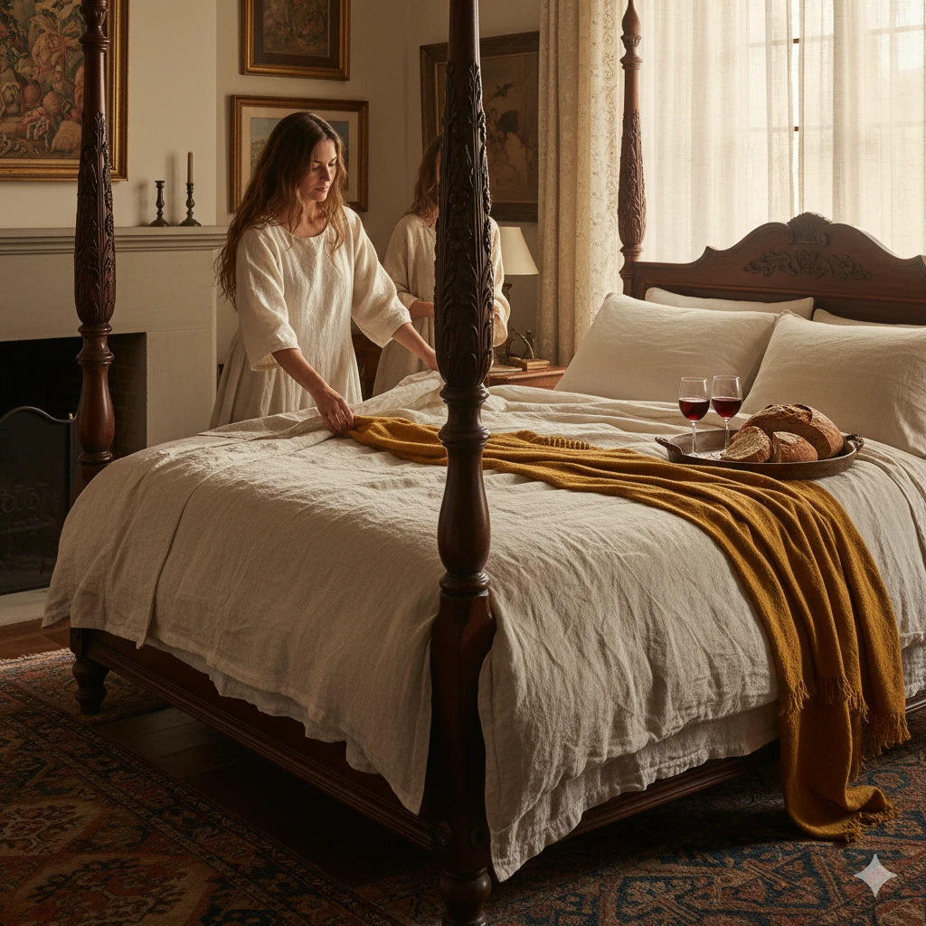 A modern couple create a private moment inspired by The Bedding Ceremony, and the alt text intentionally includes the exact focus keyword: The Bedding Ceremony.