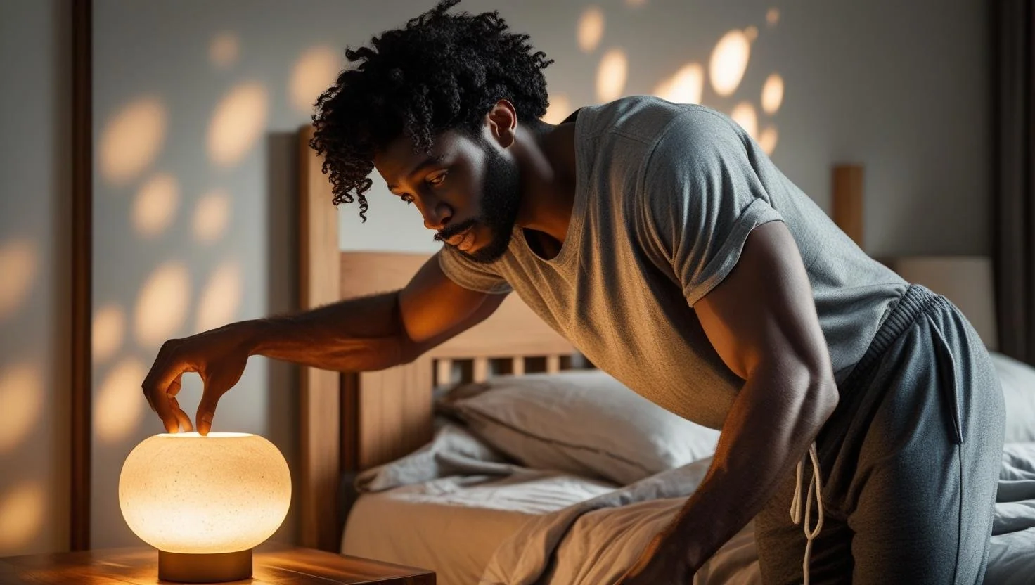 Modern Bedroom Side Table Lamp on a cozy wooden nightstand