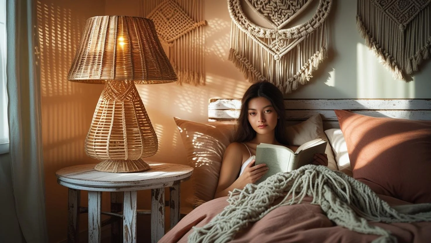 Industrial bedside lamp with exposed bulb and metal base