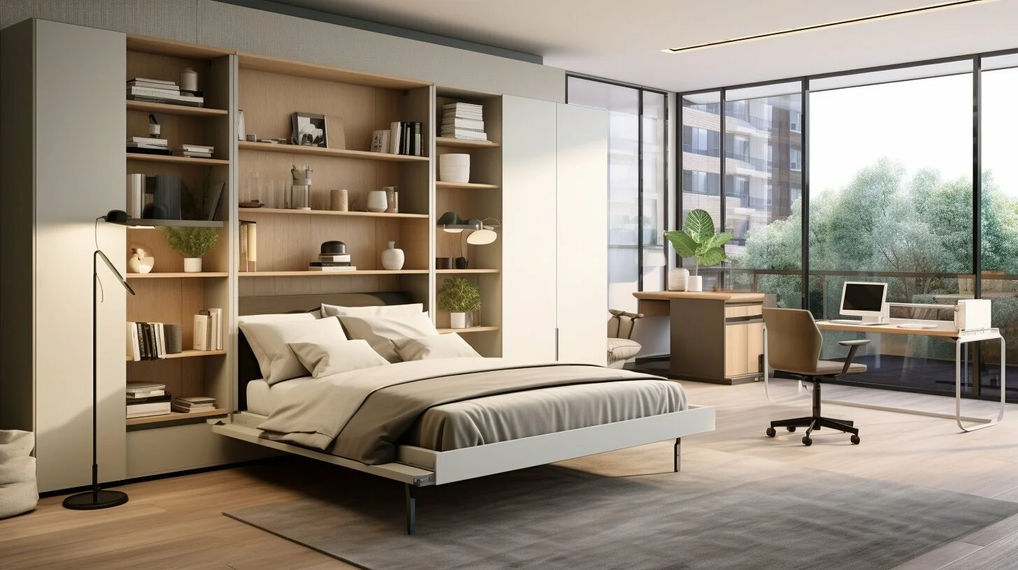 Serene modern bedroom featuring Beds with Built-In Storage to maximize floor space and organization