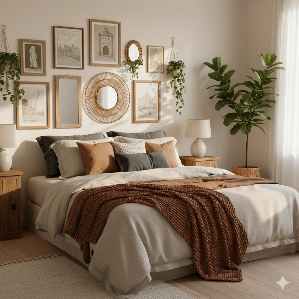 Bedroom Wall Accessories with curated gallery display