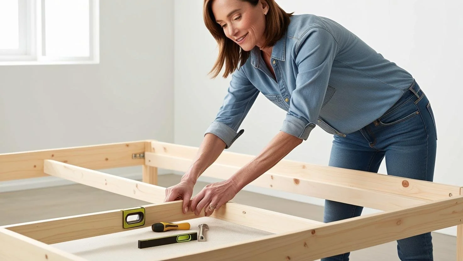 Step-by-step Big Lots bed frame assembly with tools