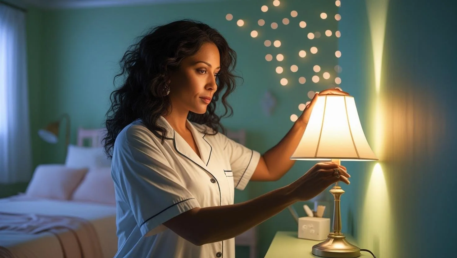 Sleep Sanctuary - Bedroom in calming colors with soft, dimmable lighting featuring sleep sanctuary ideas