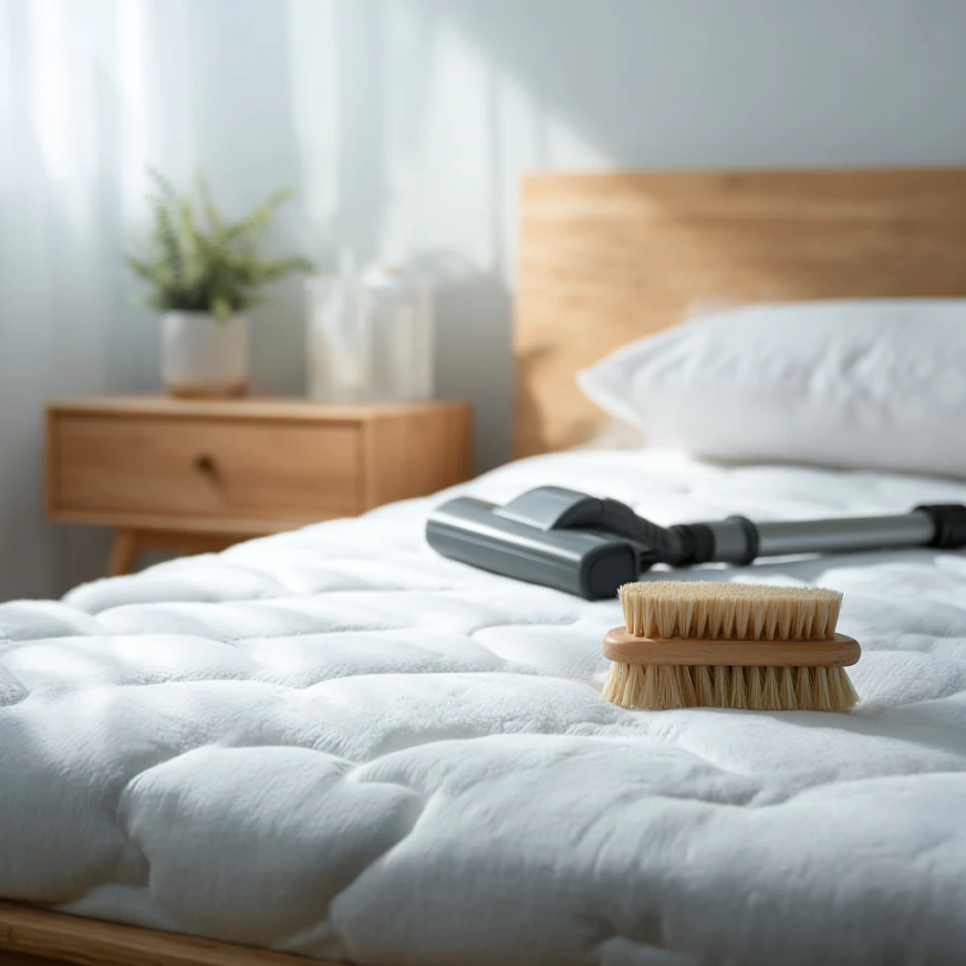 Freshly laundered sheets stacked neatly as part of a clean mattress baking soda routine that starts with washing bedding.