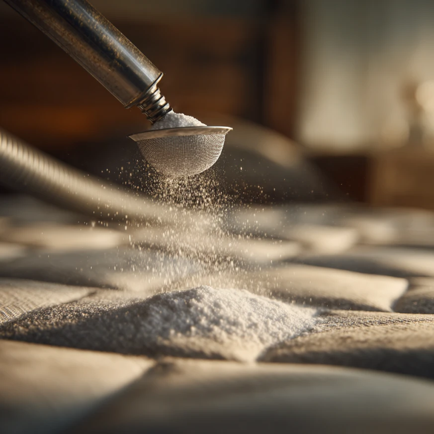 Gently blotting a small mattress stain before the clean mattress baking soda treatment to avoid oversoaking the materials.