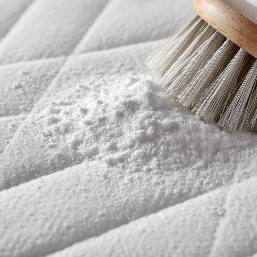 Close-Up of Baking Soda on Mattress Surface