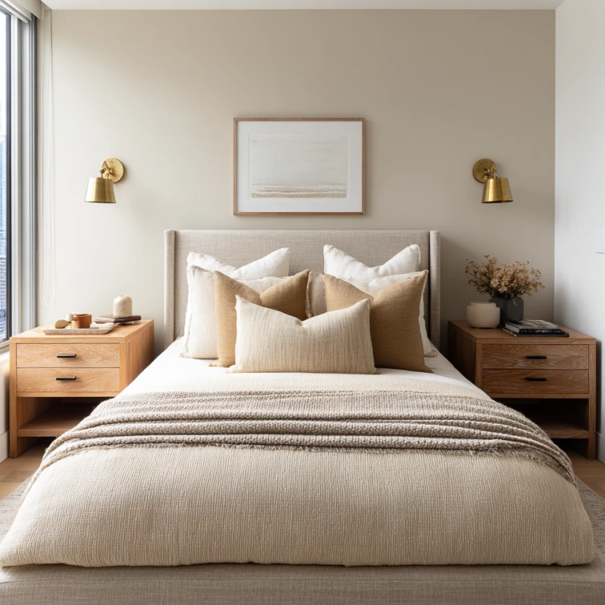 mirrors and cohesive color palette — small bed space tips