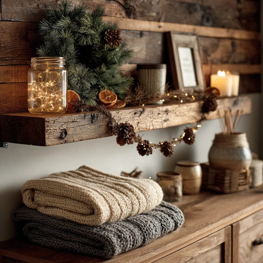 DIY holiday bedroom decor with upcycled crafts and ornaments