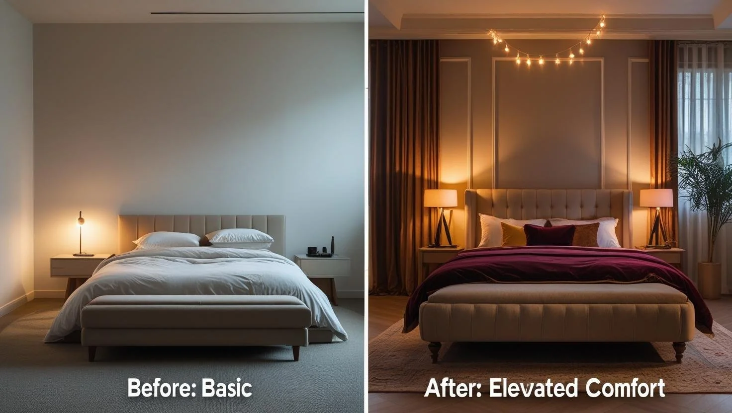 Side profile showing why the Dulane Upholstered Sleigh Bed blends padding with classic curves