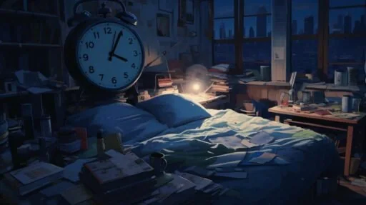 Illustration of factors that influence the exact focus keyword The Psychology of Bedtime and explain why people delay sleep.