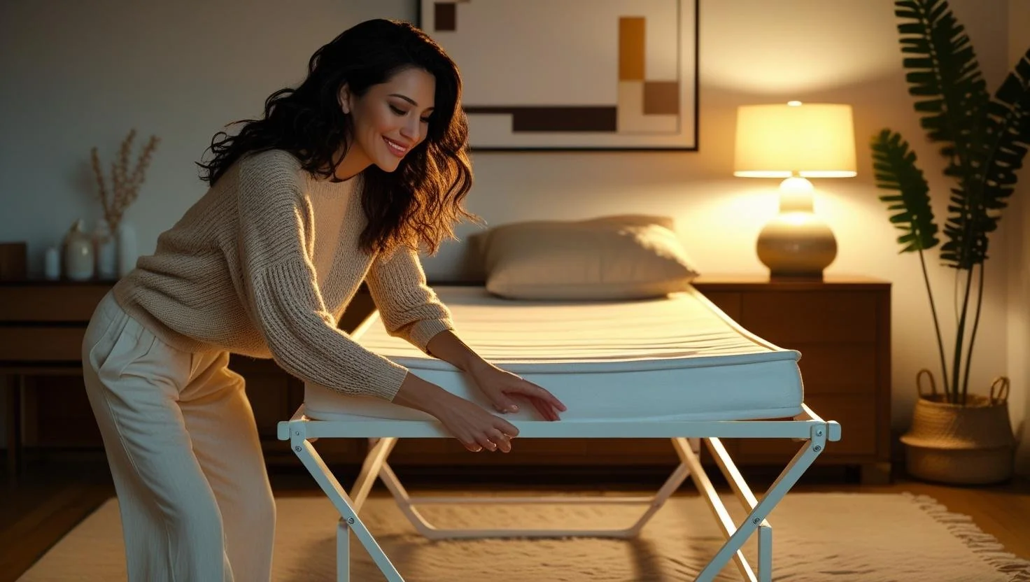 Metal foldable twin bed frame for small spaces