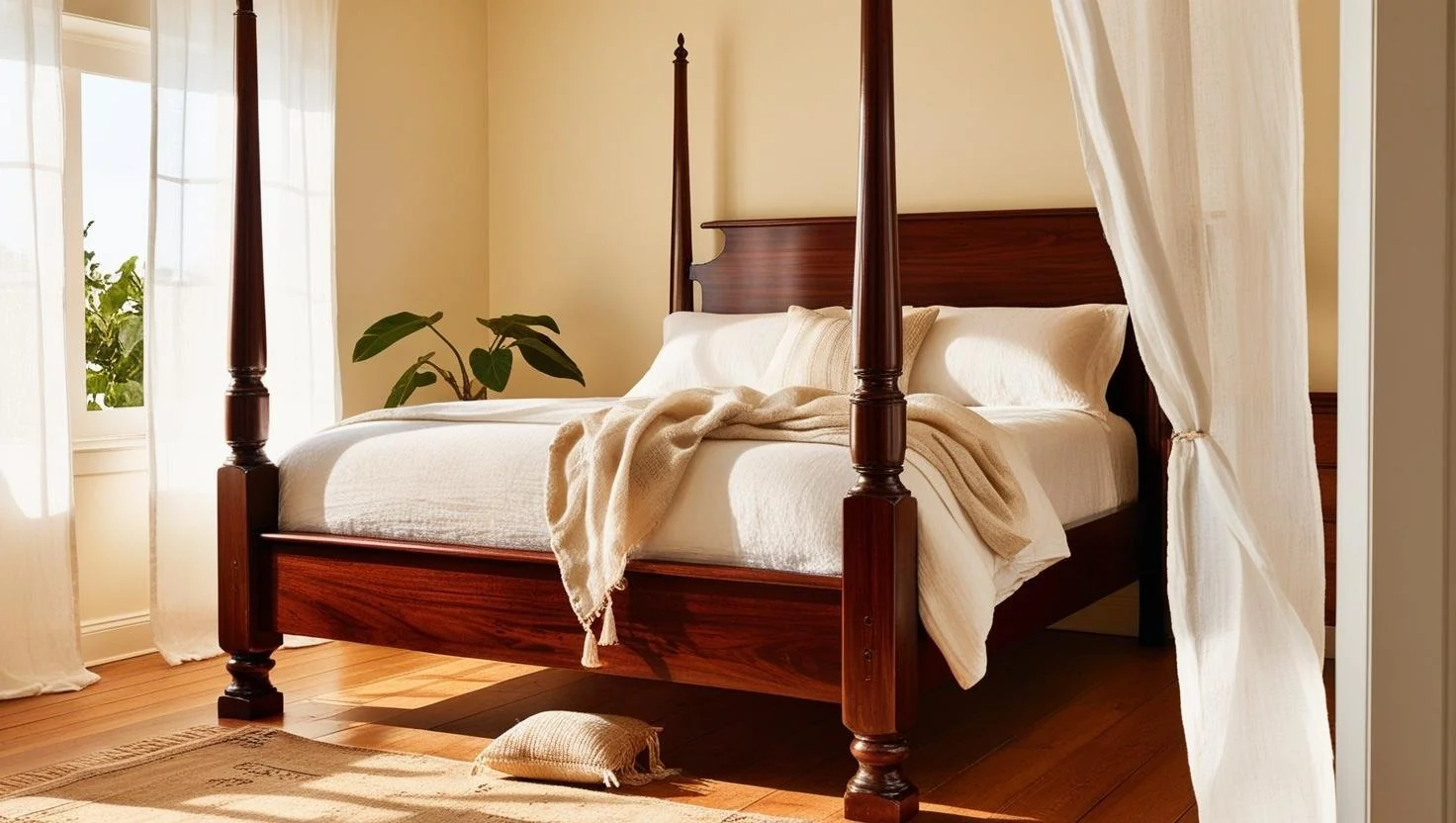 Historic four-poster bed reflecting medieval design and royal elegance