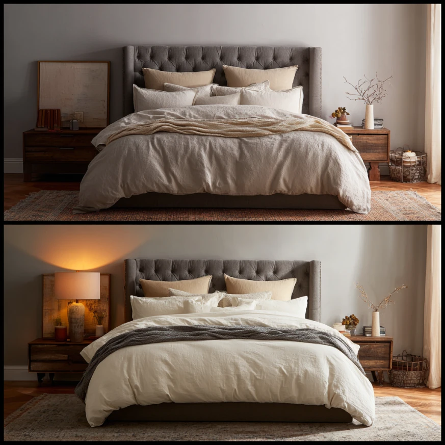 Full vs queen comparison — full size bed dimensions versus queen 60 by 80 side by side