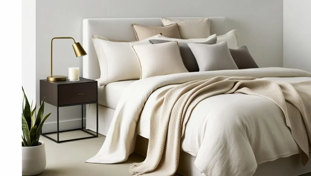 guest bedroom decor featuring thoughtful lighting and sheer curtains