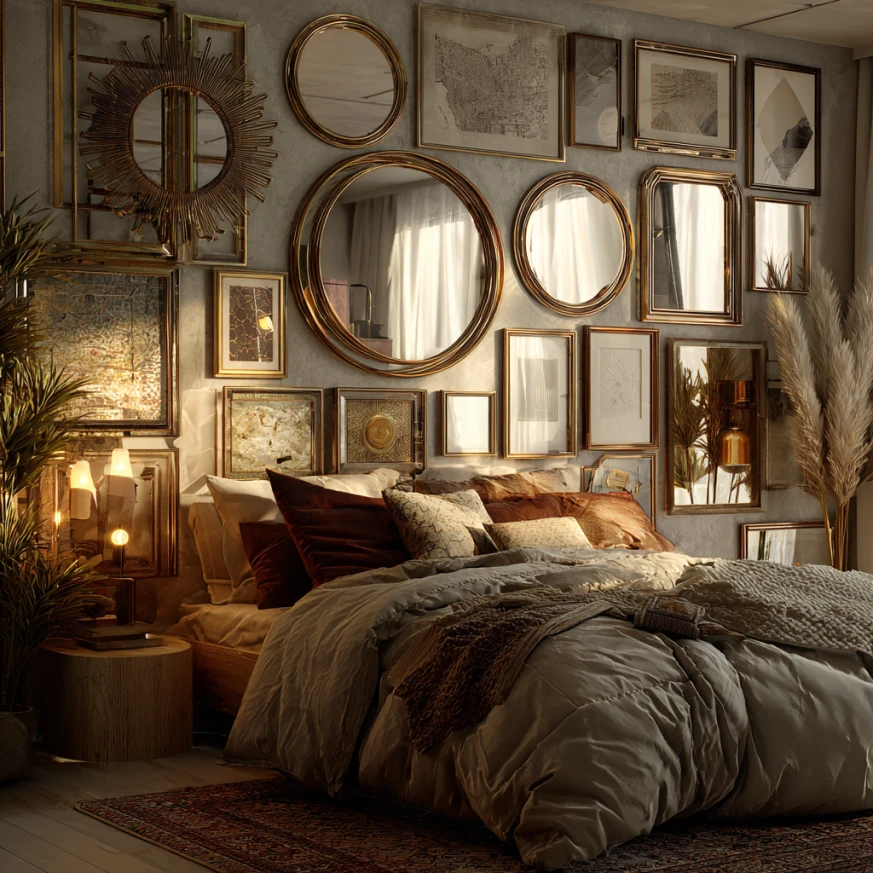 creative mirror placement with floor mirror expanding bedroom space