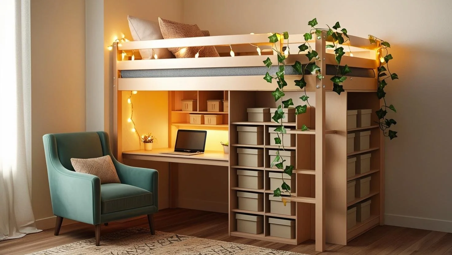 modern storage bed in contemporary bedroom