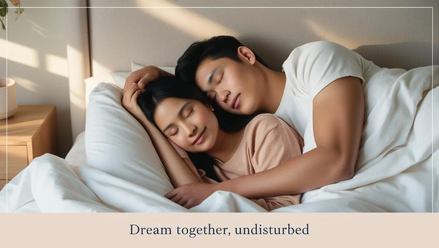 Couple sleeping peacefully with motion transfer reduction