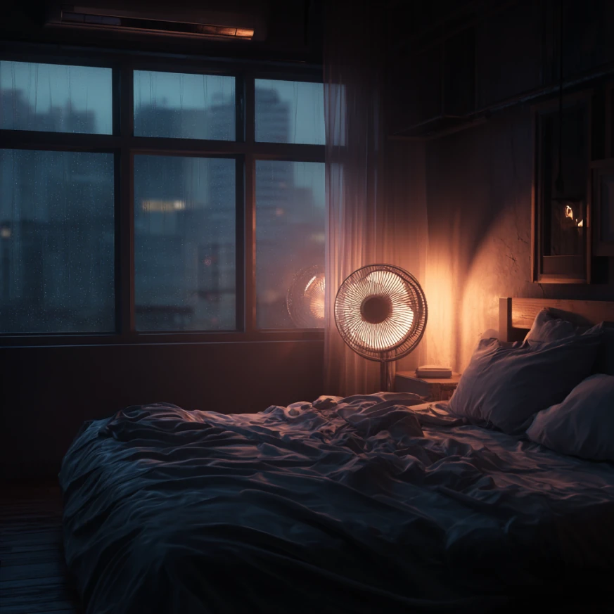 Nighttime Bedroom Scene with Quiet Ventilation