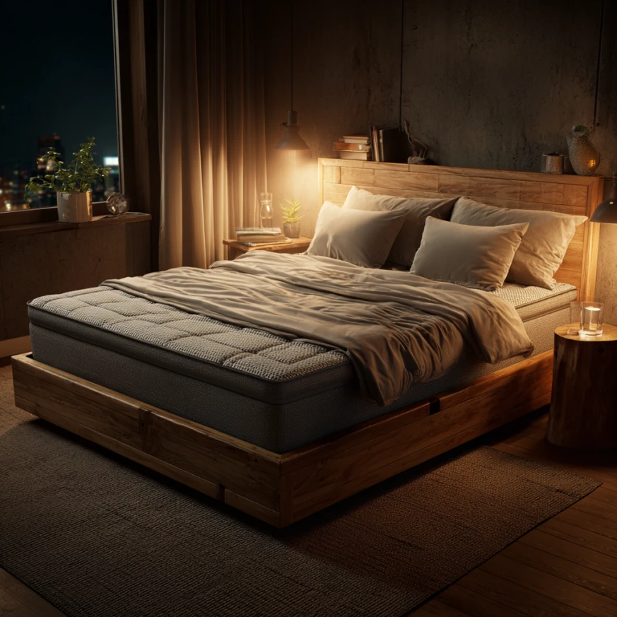 Bedroom with Mattress and Sleep Accessories - Cooling Mattress at Night