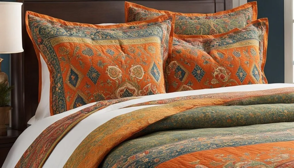 Pennsylvania Dutch style shams with folk-art motifs